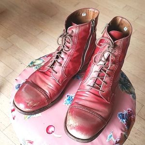 Ink Burnt Orange Distressed Leather Ankle Boots Euro Size 41